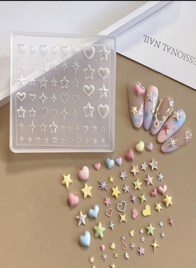 BHCCXZ 3D Nail Molds Heart, Stars, Starburst Nails Charms Design, Silicone Tool Art Y2k Decoration - Image 4